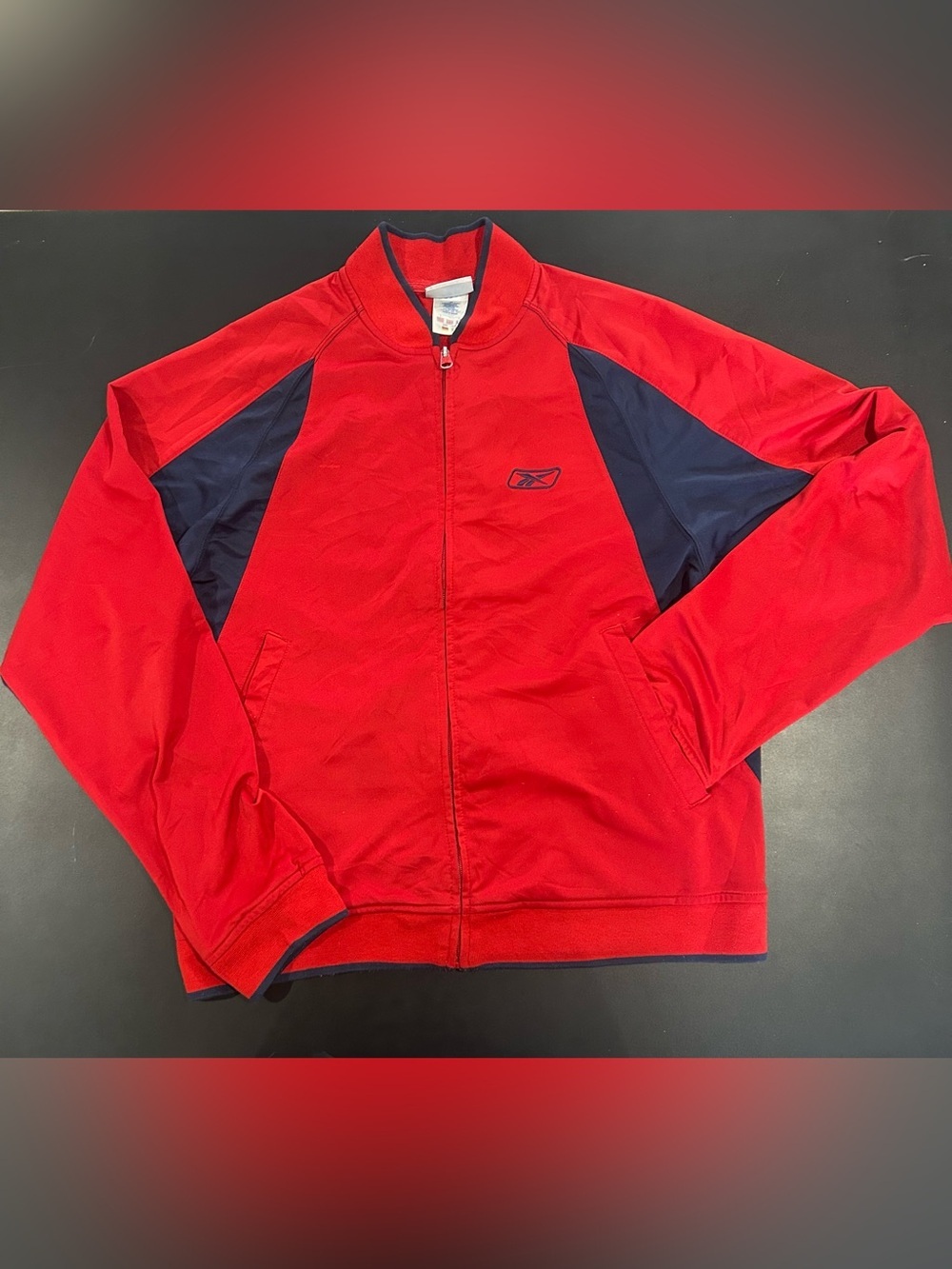 Vintage Reebok Red Jacket with Navy Trim